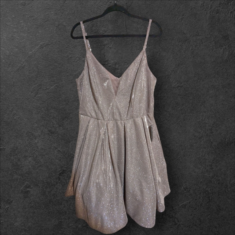 NWT B. Darlin Glitter Shimmer Light Mauve Mini Dress With Petticoat